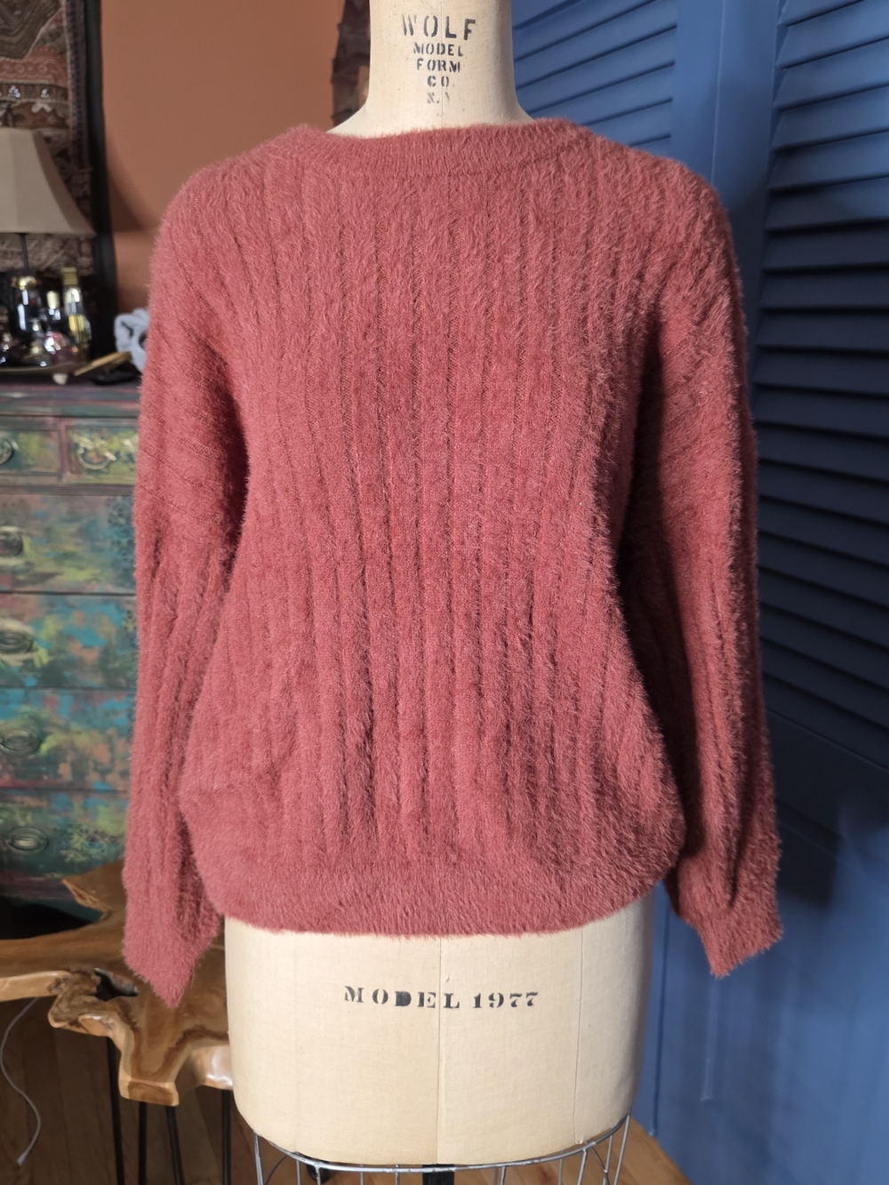 Women's Crewneck Ribbed Pullover Sweater - Dusty Rose